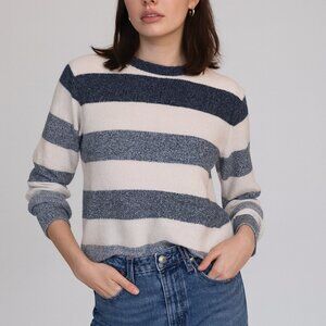 Tommy Hilfiger Womens Basic Nautical Preppy Striped Sweater Cotton Blue White XS